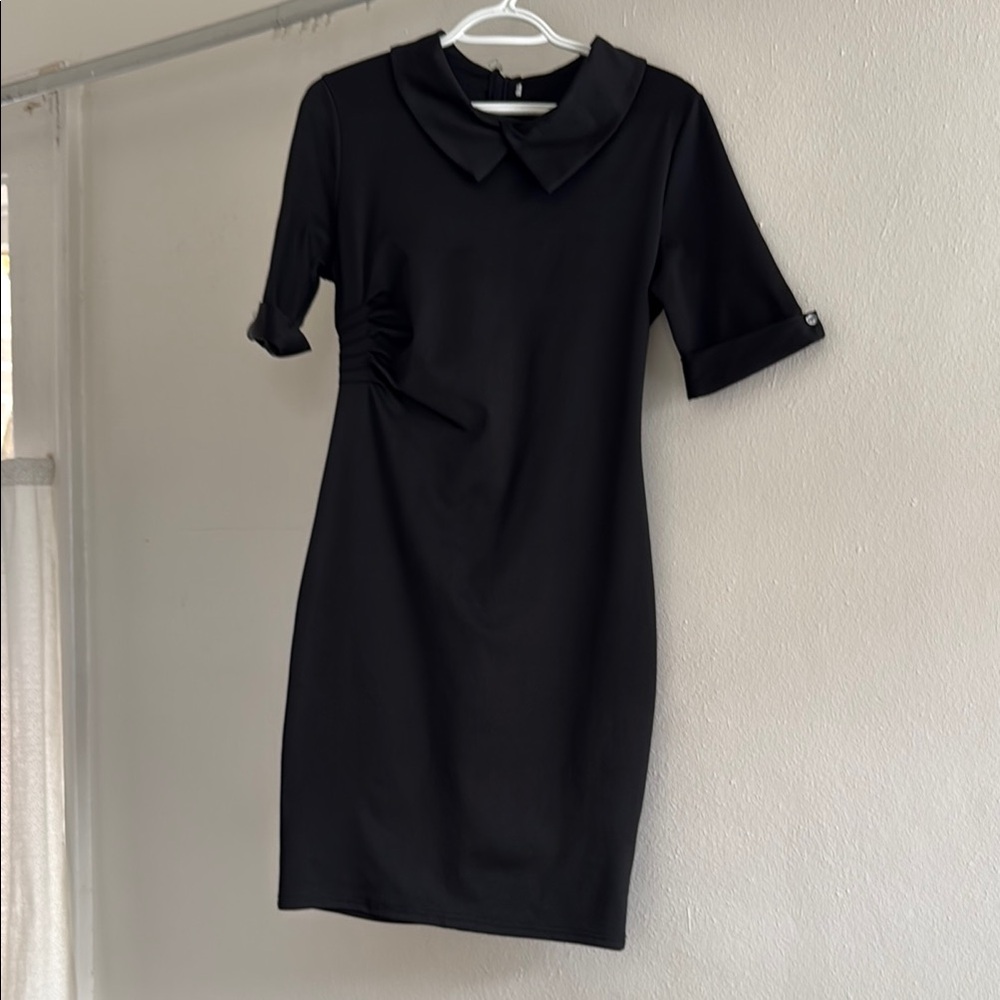Elegant Black Collared Dress